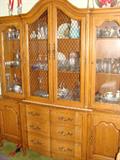 Quality Davis Company Dining Suite at its best in this set purchased in 1964, including hutch, formal dining table, matching chairs, secretary and more!