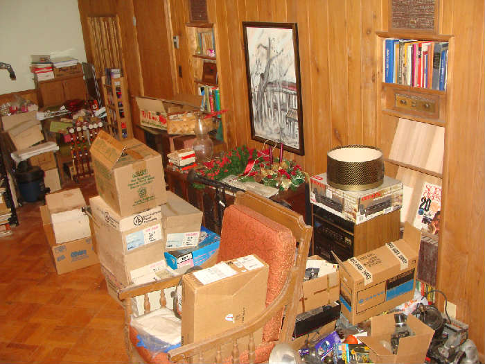 Loads of boxes and items to sort through and identify
