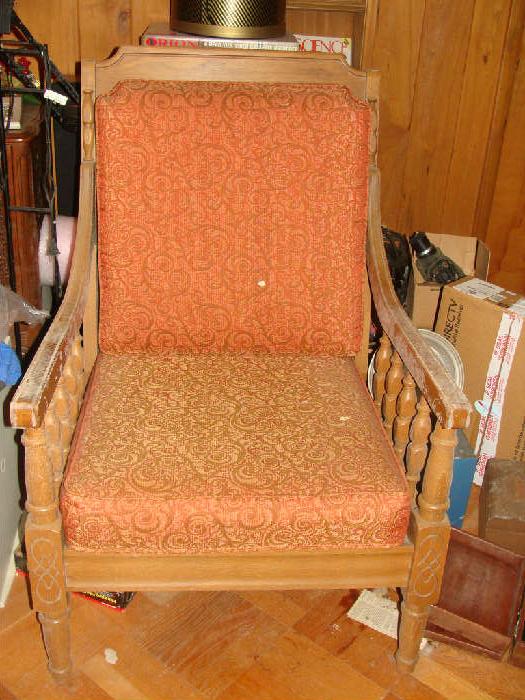 Vintage wood and upholstered chair