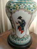 Close up view of oriental antique famille rose lamps Beautiful!