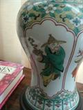 Close up view of oriental antique famille rose lamps Beautiful!