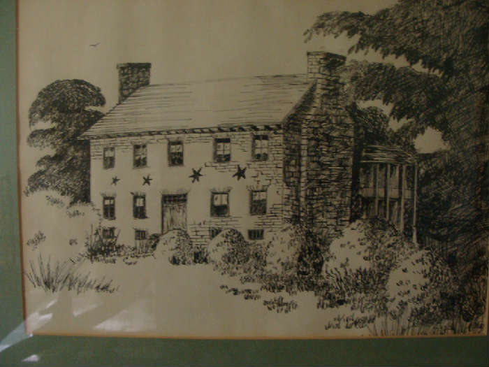 Very Fine very old drawing of the Cragfont Mansion