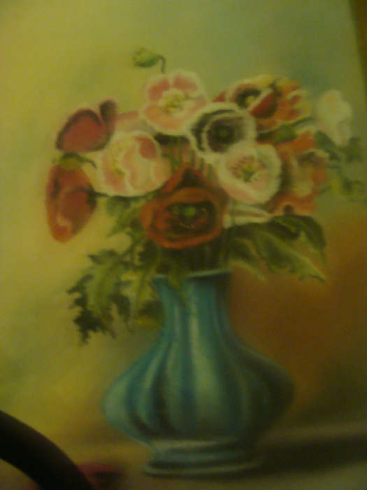 Artwork: Gorgeous flowers painted by Lott whose signature is highlighted in the next photo.