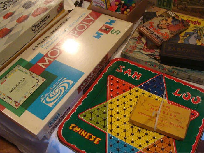 Vintage games, the monopoly and quija board games are still wrapped in their original wrappers, never opened.