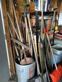 Many garden tools