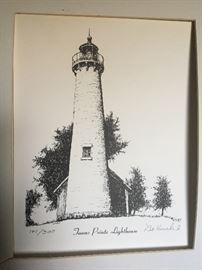 Leo Kuschel limited edition print Tawas Pointe lighthouse