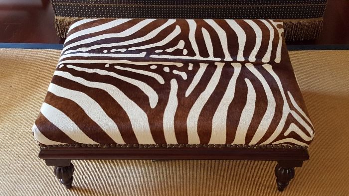 Fabulous Cowhide Ottoman - Zebra stripes!