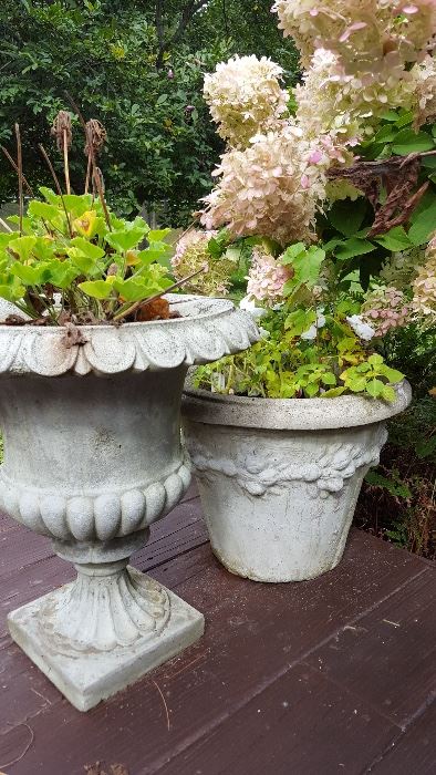 Large selection of lovely urns and garden decor