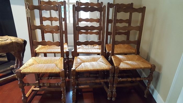 French ladder-back chairs -- set of six in excellent condition.