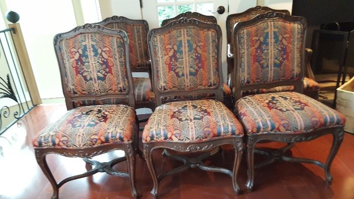 Set of six French chairs - two have arms.