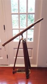 Non-working telescope - beautiful brass and wood finish -- could be a lamp base. Perfect decor item for that blank wall or corner.