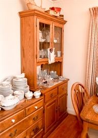 Vintage Oak Stepback China Cabinet / Sideboard with Hutch