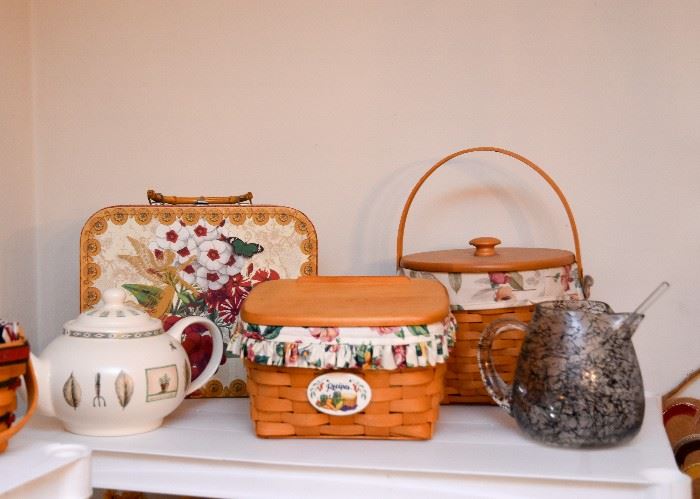 Longaberger Baskets, Teapot, Vintage Pitcher with Stir Stick