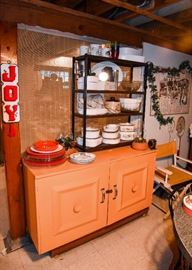 Orange Painted Cabinet, Kitchenware