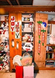 Vintage Pine 2-Door Cabinet, Christmas Decor, Sewing & Craft Supplies