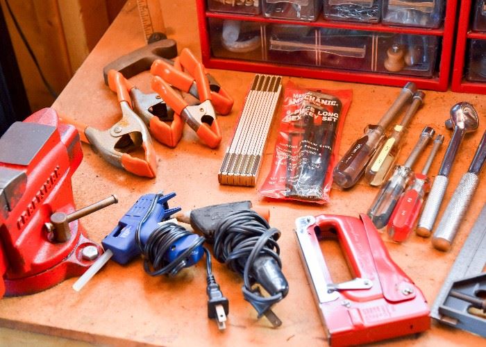 Glue Gun, Stapler, Clamps, Hand Tools