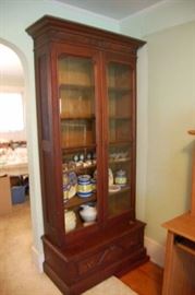 Nice Victorian Eastlake Walnut China Cabinet