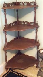Victorian Walnut Eastlake Corner Shelf. 