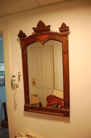 Nice Victorian Eastlake Walnut Hall Mirror