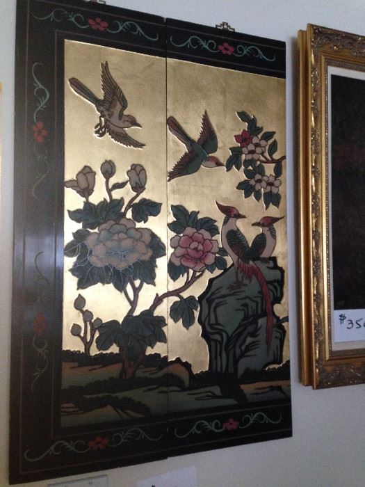 Gilded Chinese Wall Art Birds Left
