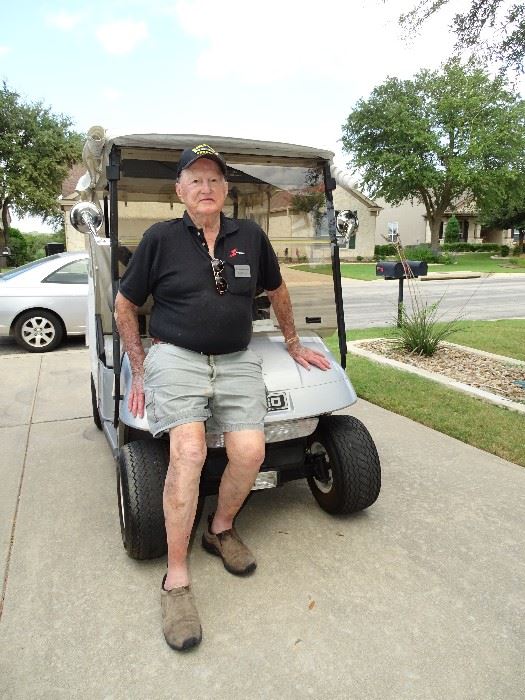 Jerry Obermeyer, WWII Veteran excited about finding a new home for his golf cart: 2001 EZGO in good condition, $1995