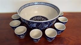 Beautiful Punch Bowl and Cups