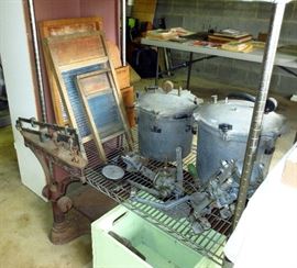 Old Pressure Cookers, Can Sealers, Wash Boards, Fairbanks Scale
