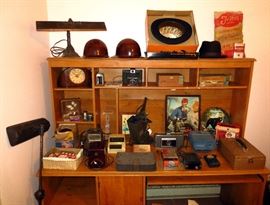 Vintage Electronics, Lamps, hats, helmets, cameras, movie projectors, radios, metronome