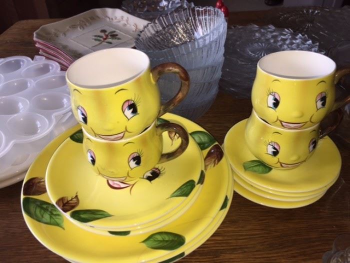 Smiley pear PY anthropormorphic dish set - hard to find!