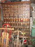 Oak antique stoe cubby. sleds