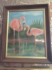 Isabel Lovel flamingo painting (there is info on the back of the painting)