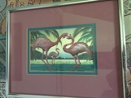 metalic flamingo print