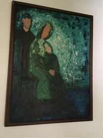 vintage family oil painting