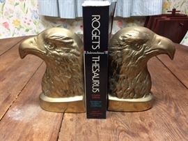 pair brass eagle head bookends