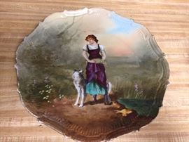French girl with dog platter