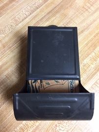 black tin matchbox holder