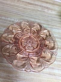 Pink glass serving plate/cake plate