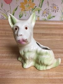 Unmarked but wonderful Scotty dog planter