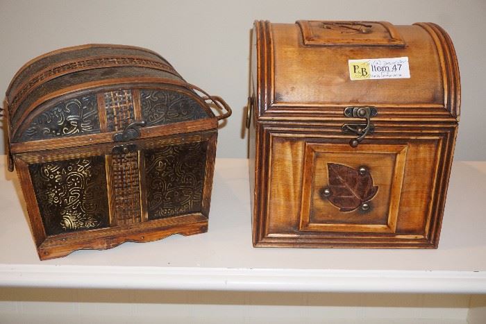 Two small wood chests