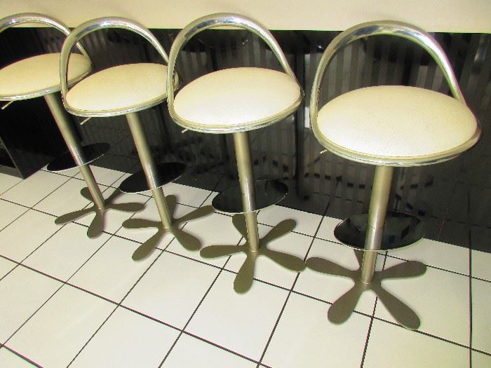 Group of Leather & Steel Barstools