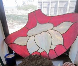 One of several stained glass panels