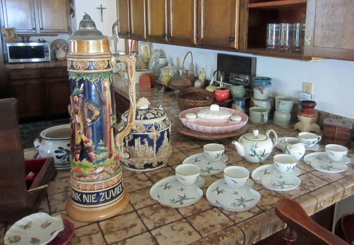 Tall stein, Noritake luncheon set, and other ceramics