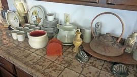 Ceramics (Asian ceramic tea pot with wood base)