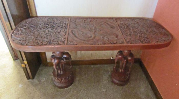 Asian carved top and legs table