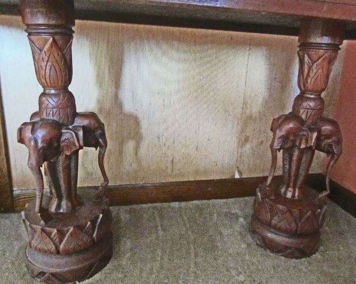Detail of legs on Asian carved top table