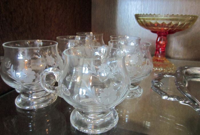 Etched glass cups