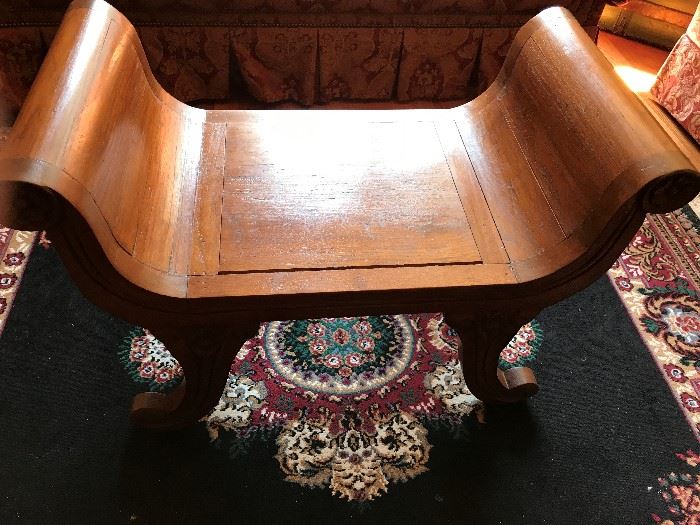 Antique scroll bench