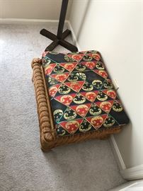 Guest BR: Wicker ottoman and hall coat rack