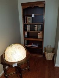 multi-touch lighted MCM Globe; bookshelf and baskets