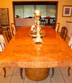Custom Burl table and dining chairs